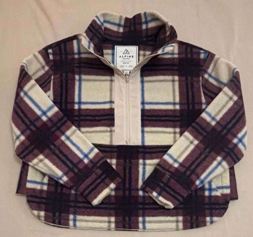 Alpine Design Boulder Co Plaid Fleece Pullover 1/4 Zip Women's Size XL